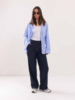 Load image into Gallery viewer, Blue Poplin Striped Shirt