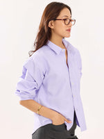 Load image into Gallery viewer, Lavender Oversized Cropped Shirt