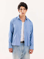Load image into Gallery viewer, Denim Blue Oversized Cropped Shirt