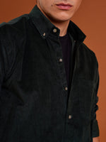 Load image into Gallery viewer, Dark Green Corduroy Shirt