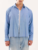Load image into Gallery viewer, Denim Blue Oversized Cropped Shirt