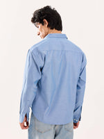 Load image into Gallery viewer, Denim Blue Oversized Cropped Shirt