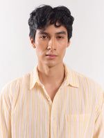 Load image into Gallery viewer, Yellow Striped Gauze Holiday Shirt