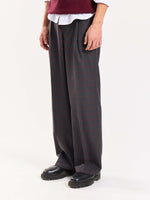 Load image into Gallery viewer, Burgundy & Grey Checked Baggy Fit Trousers