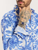 Load image into Gallery viewer, Blue Hibiscus Linen Shirt