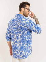 Load image into Gallery viewer, Blue Hibiscus Linen Shirt