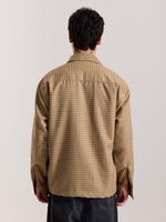 Load image into Gallery viewer, Beige Checkered Tweed Zipper Shacket ( Pre-Order )