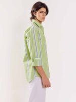 Load image into Gallery viewer, Green Poplin Striped Shirt
