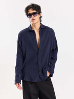 Load image into Gallery viewer, Dark Navy Wrinkled Shirt