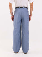 Load image into Gallery viewer, Light Blue Pinstriped Baggy Fit Trousers