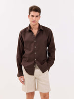 Load image into Gallery viewer, Dark Brown Linen-blend Shirt