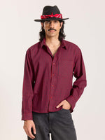 Load image into Gallery viewer, Red & Navy Checkered Oversized Cropped Shirt