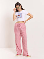 Load image into Gallery viewer, Red Striped Linen Pull-on Pants
