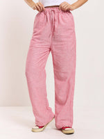 Load image into Gallery viewer, Red Striped Linen Pull-on Pants