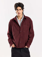 Load image into Gallery viewer, Burgundy Corduroy Oversized Shirt