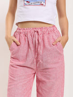 Load image into Gallery viewer, Red Striped Linen Pull-on Pants