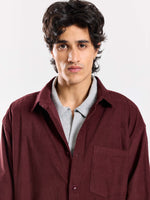 Load image into Gallery viewer, Burgundy Corduroy Oversized Shirt