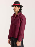 Load image into Gallery viewer, Red & Navy Checkered Oversized Cropped Shirt