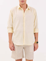 Load image into Gallery viewer, Powder Yellow Linen-blend Shirt