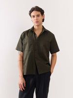 Load image into Gallery viewer, Dark Green Twill Cropped Shirt
