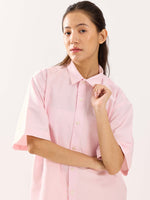 Load image into Gallery viewer, Pink Striped Oversized Cropped Shirt