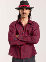 Load image into Gallery viewer, Red & Navy Checkered Oversized Cropped Shirt