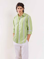Load image into Gallery viewer, Green Poplin Striped Shirt
