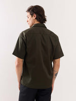 Load image into Gallery viewer, Dark Green Twill Cropped Shirt