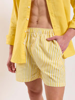 Load image into Gallery viewer, Yellow Striped Poplin Shorts