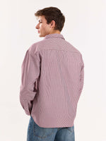 Load image into Gallery viewer, Burgundy Checkered Oversized Cropped Shirt