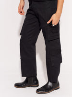 Load image into Gallery viewer, Black Cargo Trousers