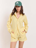 Load image into Gallery viewer, Yellow Striped Poplin Shorts