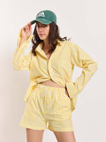 Load image into Gallery viewer, Yellow Striped Poplin Shorts