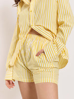 Load image into Gallery viewer, Yellow Striped Poplin Shorts