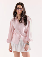 Load image into Gallery viewer, Very Light Pink Striped Poplin Oversized Shirt