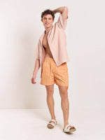 Load image into Gallery viewer, Orange Striped Poplin Shorts
