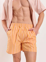 Load image into Gallery viewer, Orange Striped Poplin Shorts