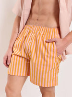 Load image into Gallery viewer, Orange Striped Poplin Shorts