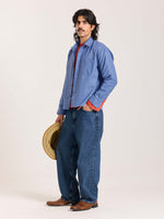 Load image into Gallery viewer, Blue Checkered Oversized Cropped Shirt