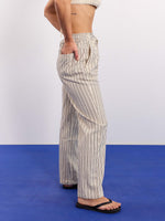 Load image into Gallery viewer, Cream Striped Textured Pull-on Pants