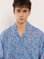 Load image into Gallery viewer, Blue Floral Vine Printed Resort Shirt