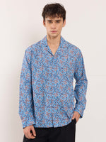 Load image into Gallery viewer, Blue Floral Vine Printed Resort Shirt