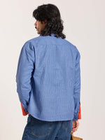 Load image into Gallery viewer, Blue Checkered Oversized Cropped Shirt
