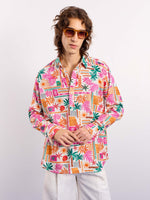 Load image into Gallery viewer, Orange Pink Tropical Linen Pullover
