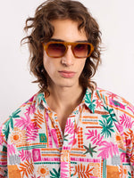 Load image into Gallery viewer, Orange Pink Tropical Linen Pullover