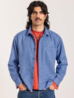 Load image into Gallery viewer, Blue Checkered Oversized Cropped Shirt