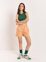Load image into Gallery viewer, Orange Striped Poplin Shorts