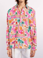 Load image into Gallery viewer, Orange Pink Tropical Linen Pullover