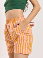 Load image into Gallery viewer, Orange Striped Poplin Shorts