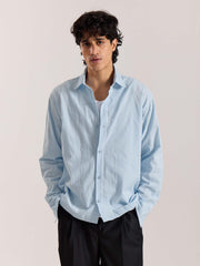 Relaxed Fit Powder Blue Textured Shirt